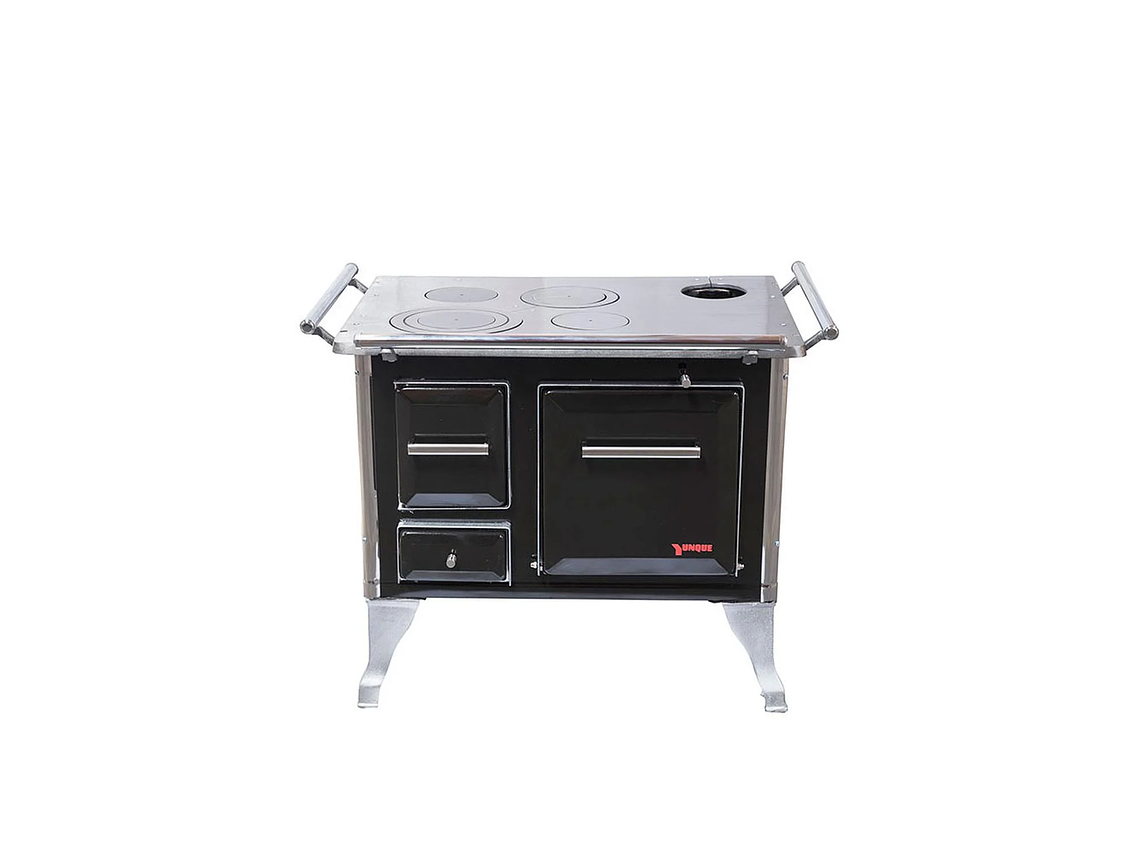 COCINA A LEÑA 4 PLATOS ENLOZADA NEGRA YUNQUE TRADICIONAL 80X56 1