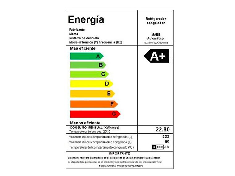 REFRIGERADOR MABE TOP MOUNT FREEZER NO FROST 300 L RMA300FWUC 8