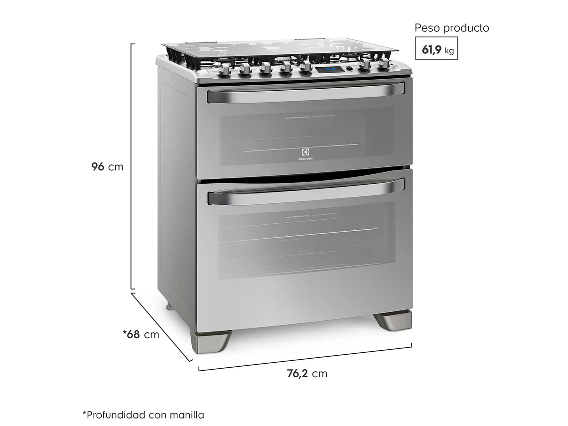 COCINA GAS LICUADO ELECTROLUX 5 QUEMADORES 76DXA 2