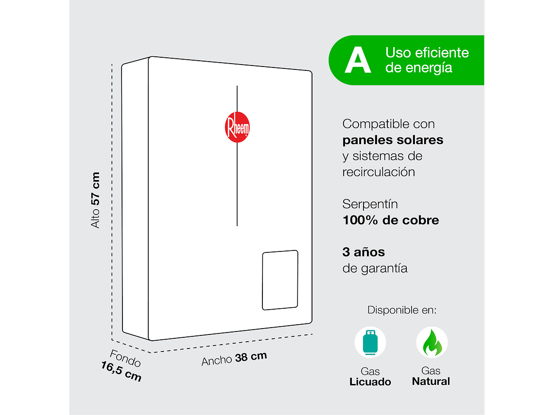 CALEFONT 18 LITROS GAS LICUADO TIRO FORZADO RHEEM 7