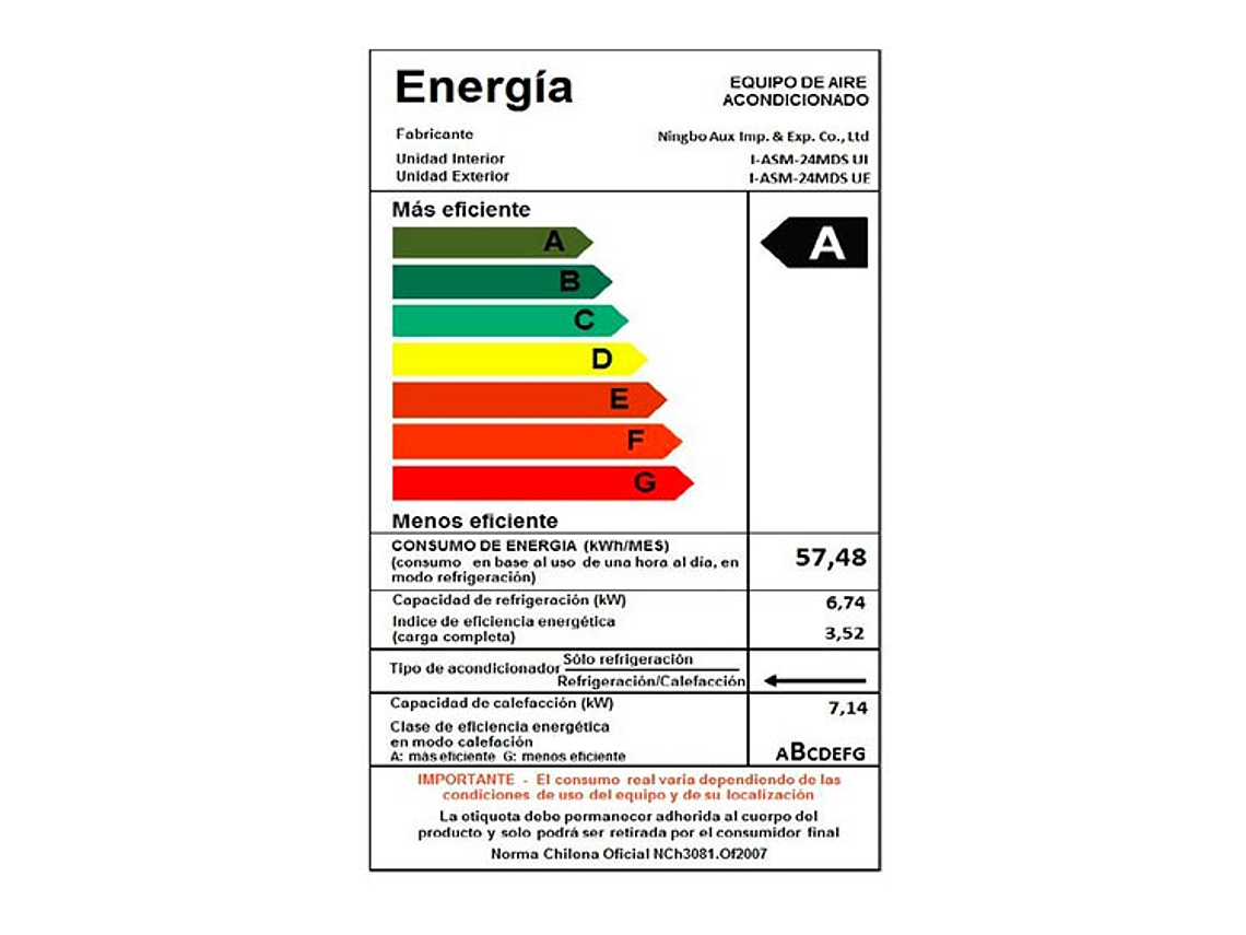 AIRE ACONDICIONADO KENDAL SPLIT MURO INVERTER I3-ASM-24 MDS 4