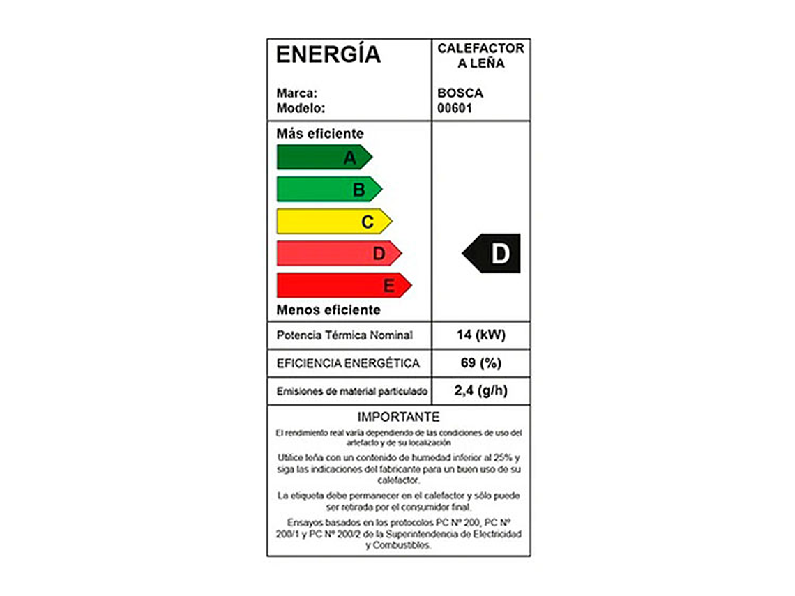 CALEFACTOR A LEÑA BOSCA LIMIT 480 9