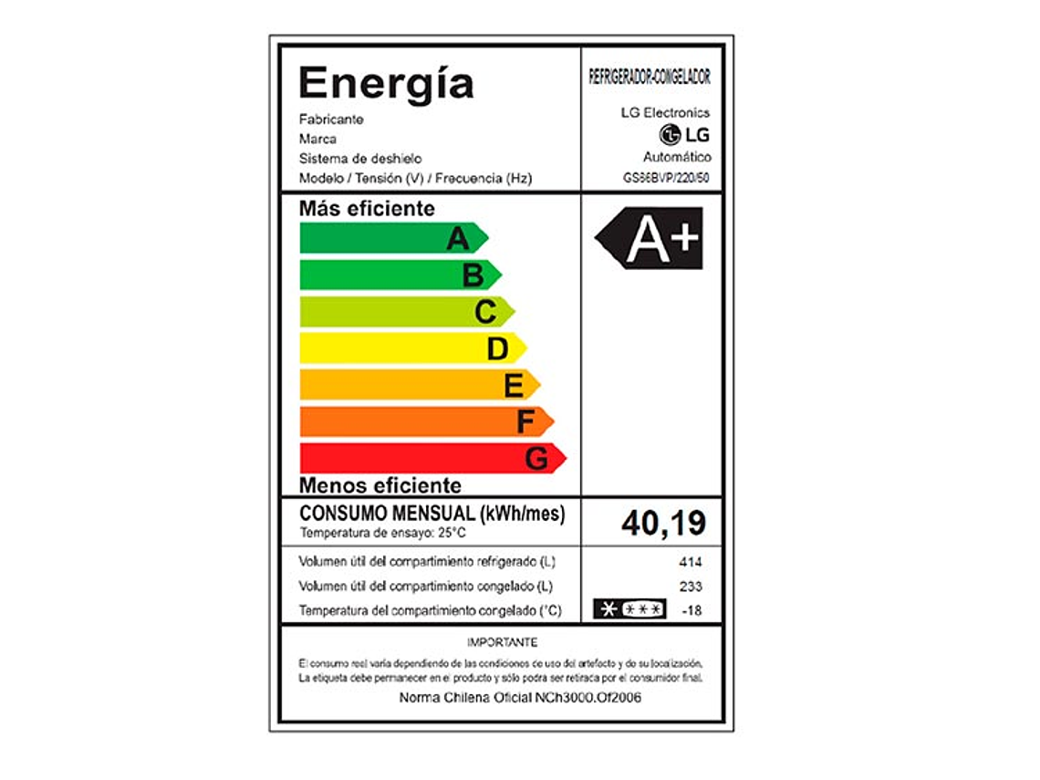 REFRIGERADOR SIDE BY SIDE LG GS66BVP NO FROST 647 LT 10