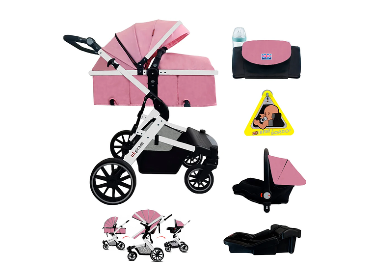 COCHE TRAVEL SYSTEM 4 EN 1 UK PRAM ROSA 1