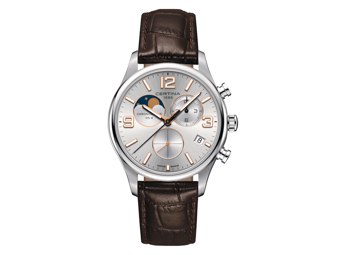 RELOJ CERTINA DS 8 FASE LUNAR CUERO NEGRO 1