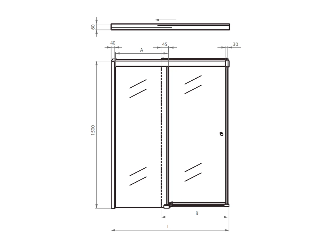 MAMPARA STRETTO DE TINA CORREDERA 140 X 150 CM 3