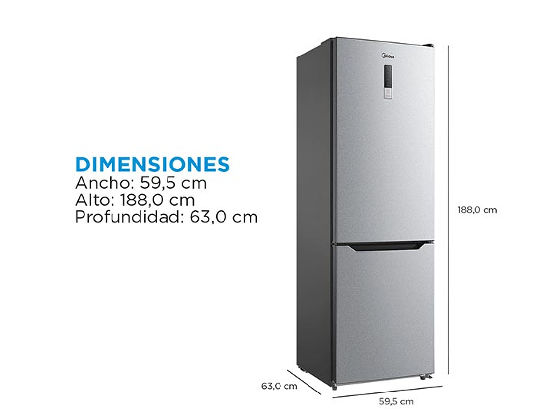 REFRIGERADOR MIDEA BOTTOM FREEZER NO FROST 302 L BTM MDRB424FGE50 2