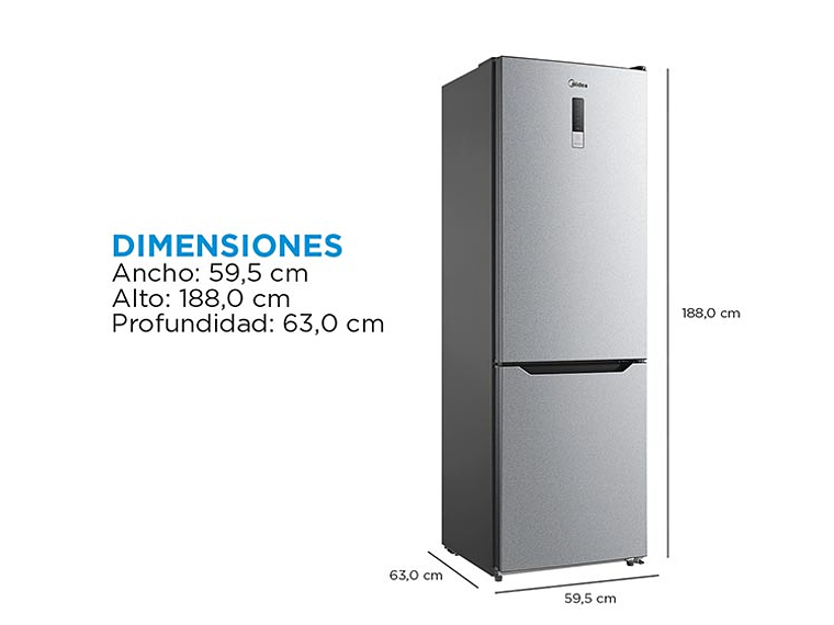 REFRIGERADOR MIDEA BOTTOM FREEZER NO FROST 302 L BTM MDRB424FGE50 2