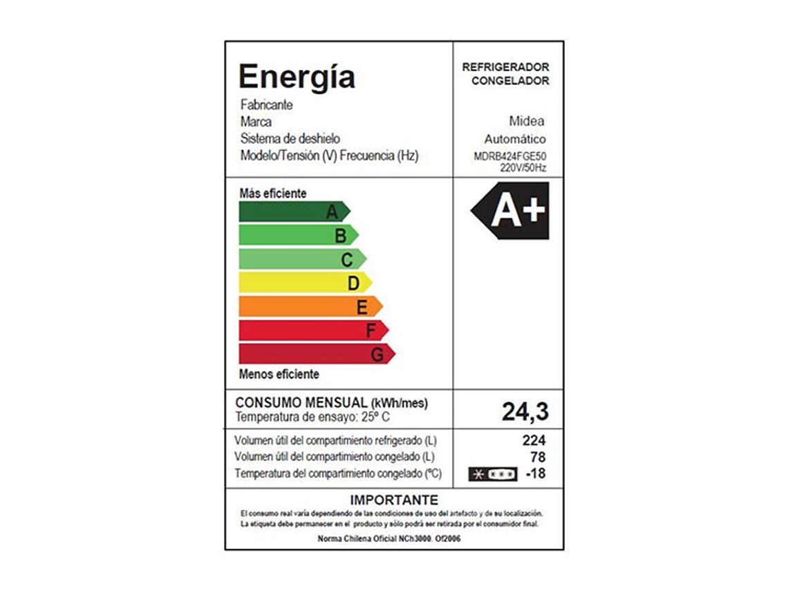 REFRIGERADOR MIDEA BOTTOM FREEZER NO FROST 302 L BTM MDRB424FGE50 4