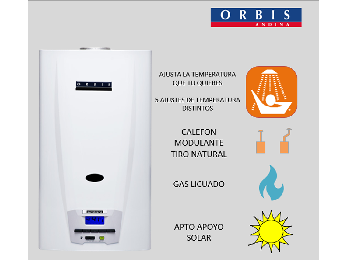 CALEFONT GAS LICUADO MODULANTE 11 L/MIN - TIRO NATURAL - 5 MEMORIAS 3