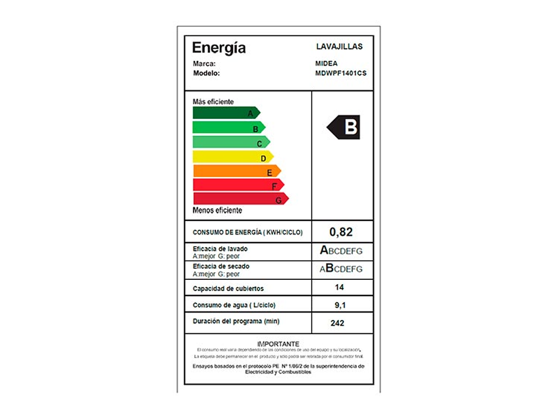 LAVAVAJILLAS MIDEA 14 CUBIERTOS MDWPF1401CS SILVER 9
