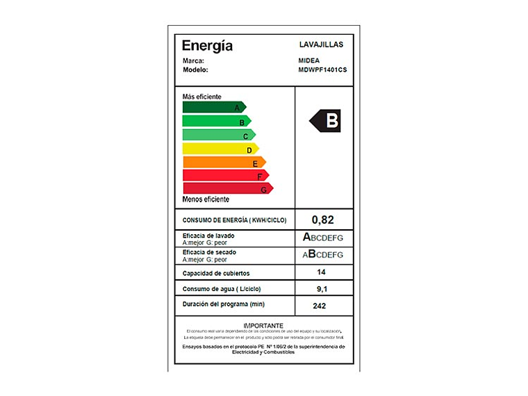 LAVAVAJILLAS MIDEA 14 CUBIERTOS MDWPF1401CS SILVER 9