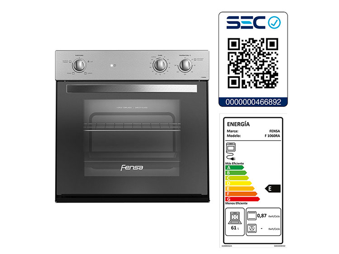 COMBO HORNO ELÉCTRICO FENSA EMPOTRABLE 66 L F 1060R A + ENCIMERA 4.3HF + CAMPANA U6160 2