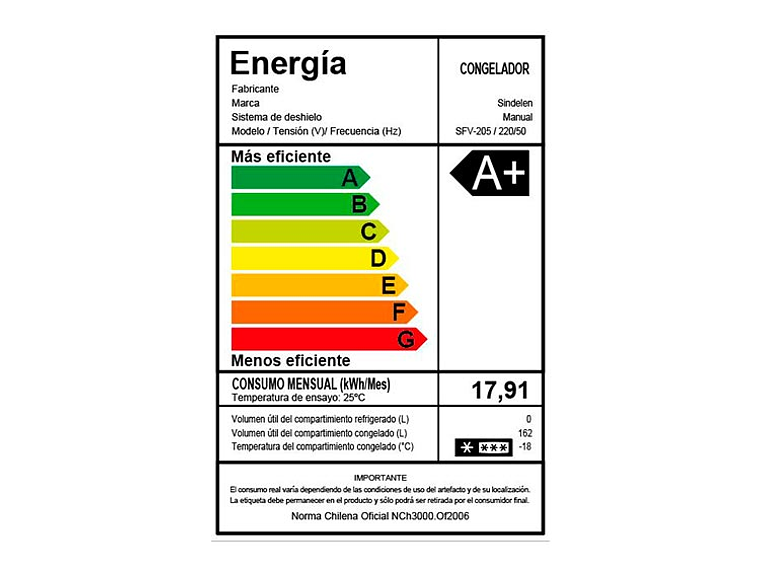 FREEZER VERTICAL SINDELEN 162 L SFV-205 SILVER 3
