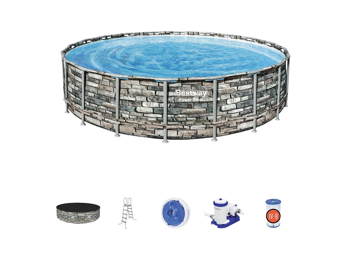 PISCINA BESTWAY REDONDA FILTRO + ACCESORIOS 6.10X1.32M 3