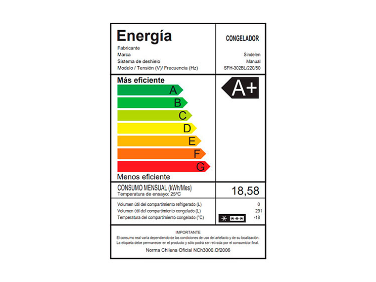 FREEZER HORIZONTAL SINDELEN 300 L FRÍO DIRECTO SFH-302BL 3