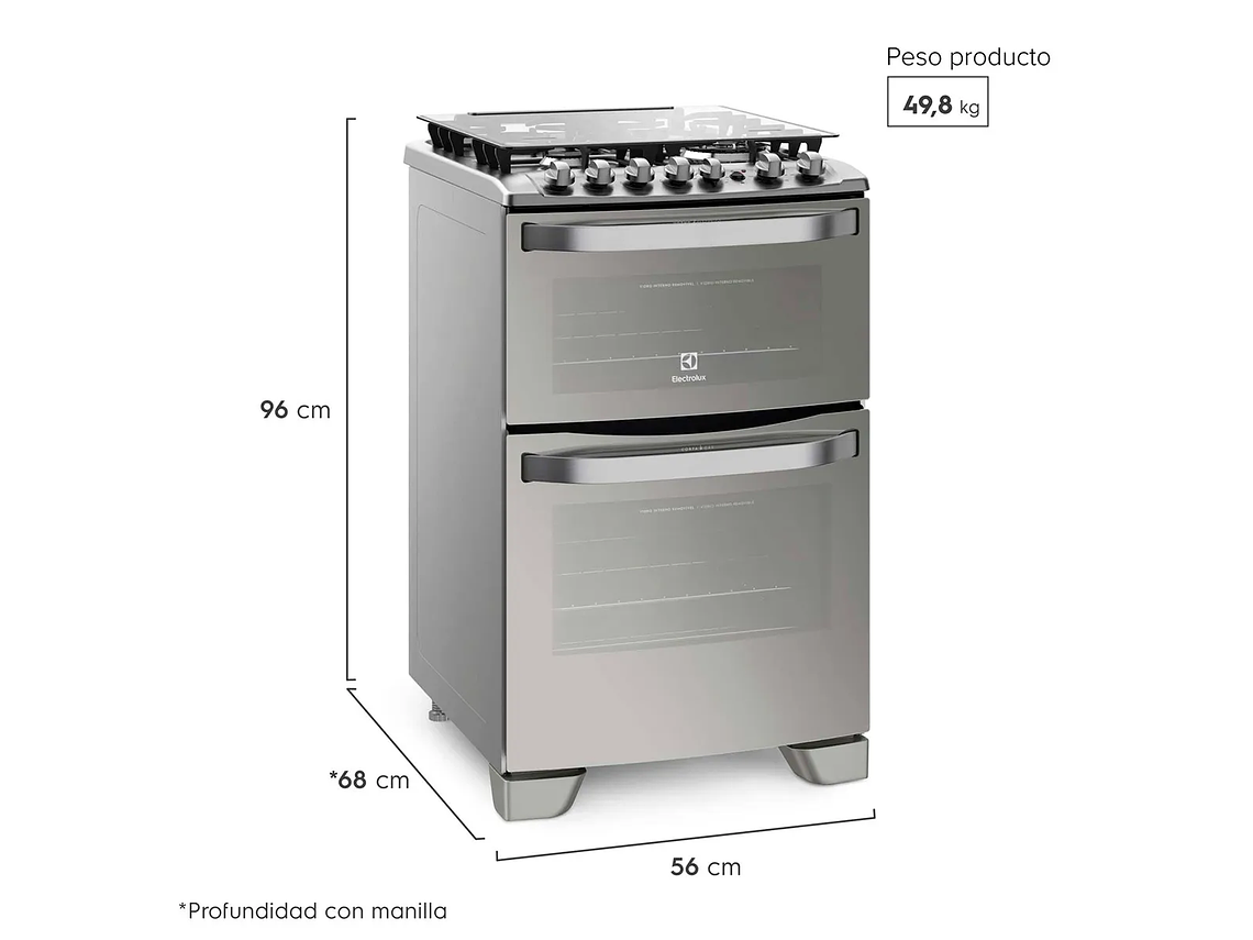 COCINA GAS LICUADO ELECTROLUX 4 QUEMADORES 56DXA 6