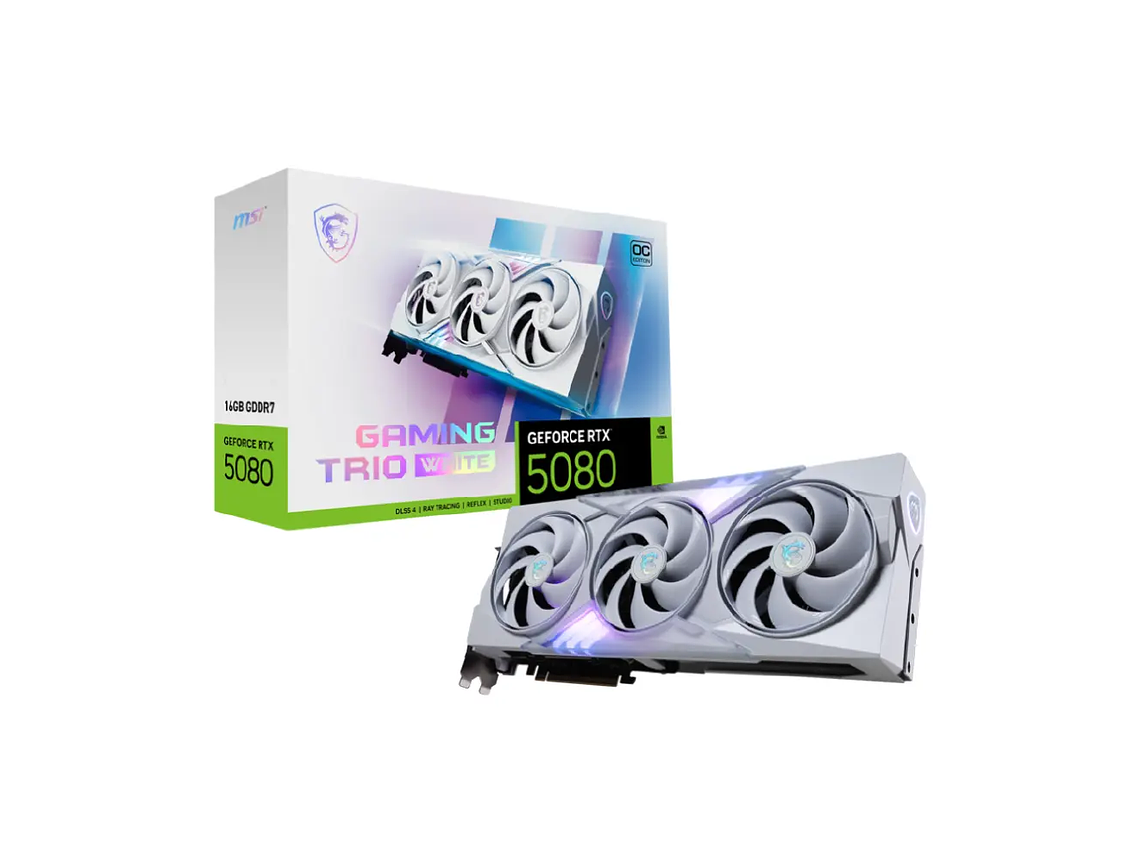 TARJETA DE VIDEO MSI RTX 5080 16G GAMING TRIO OC WHITE GDDR7 PCIE-5 1