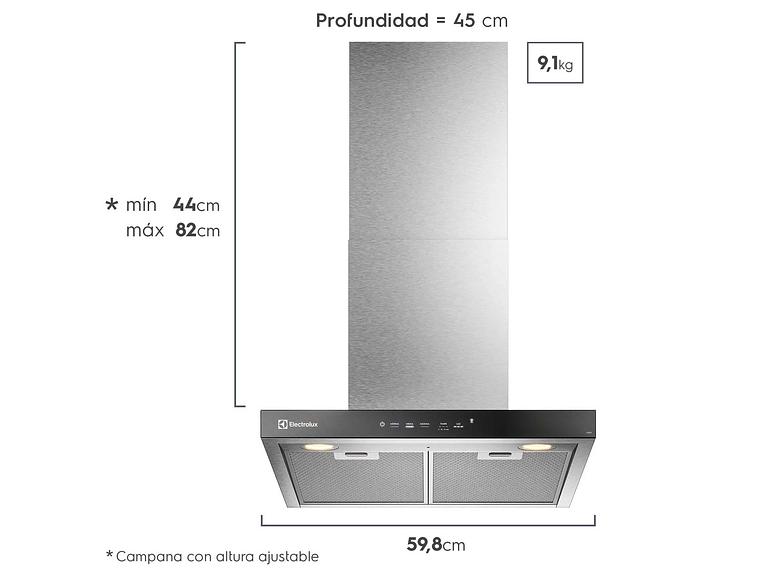 CAMPANA COCINA DECORATIVA ELECTROLUX 60CM TIMER CE6TF 2