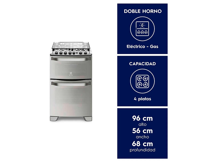COCINA GAS LICUADO ELECTROLUX 4 QUEMADORES 56DXA 10