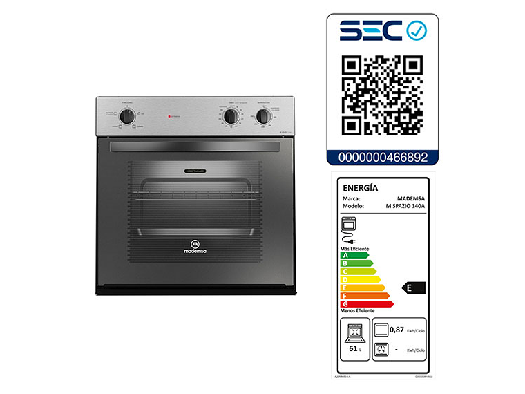 COMBO HORNO ELÉCTRICO MADEMSA EMPOTRABLE 66 L M SPAZIO 140A + ENCIMERA 435E + CAMPANA M60 2