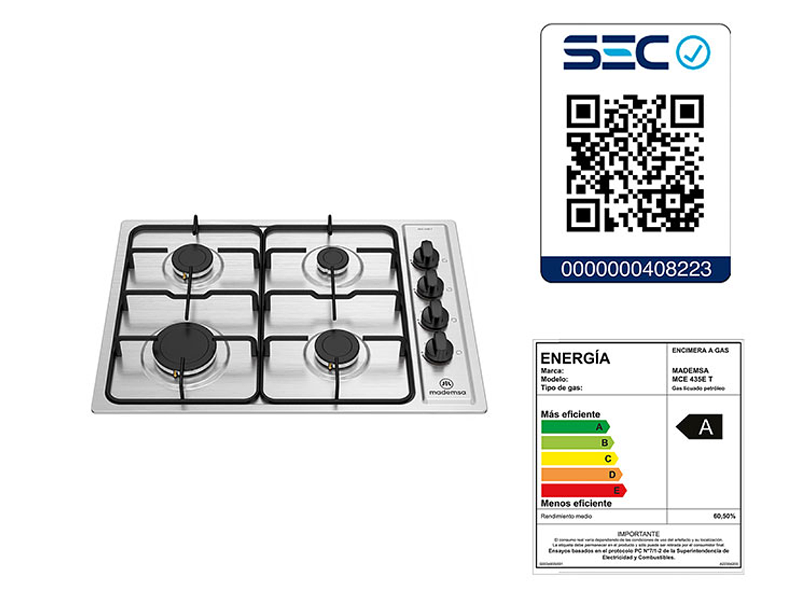 COMBO HORNO ELÉCTRICO MADEMSA EMPOTRABLE 66 L M SPAZIO 140A + ENCIMERA 435E + CAMPANA M60 3