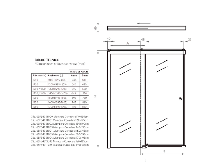 MAMPARA / SHOWER DOOR CORREDERA 160X195 CM 4