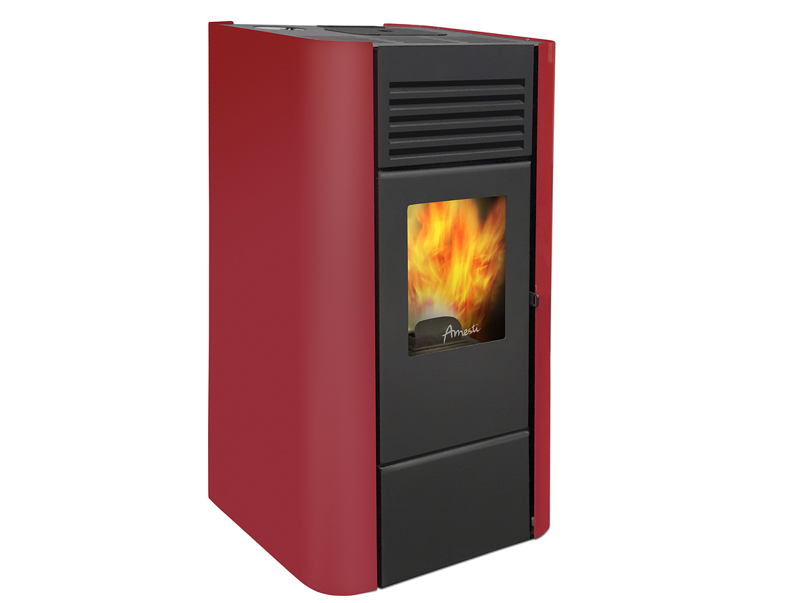 ESTUFA PELLET AMESTI MODELO MILANO ROJO 1