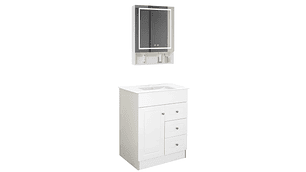 KIT MUEBLE VANITORIO DOMSA CON BOTIQUIN ESPEJO LED ANTIEMPAÑANTE BHNP-60 BLANCO