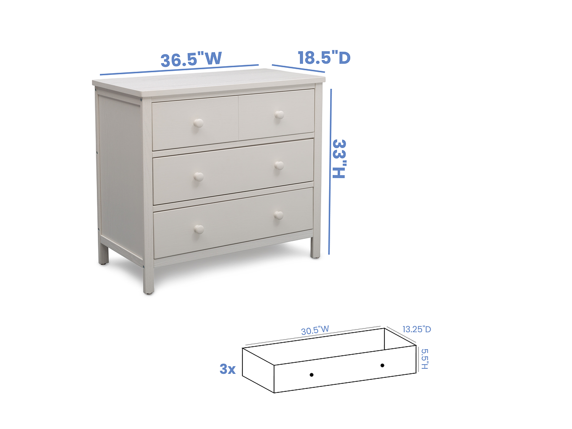 CÓMODA 3 CAJONES MIDDLETON BLANCA DELTA CHILDREN 5
