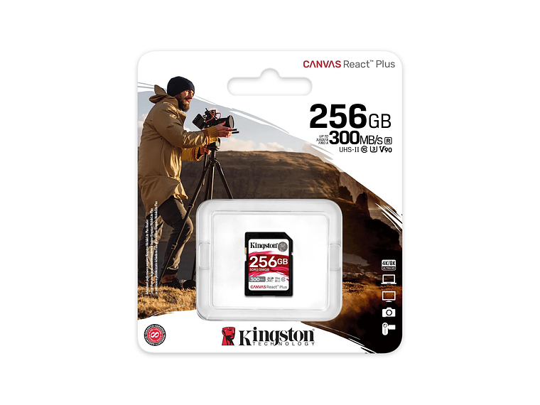 TARJETA MEMORIA SD KINGSTON CANVAS REACT PLUS 256GB 300MB/S 1