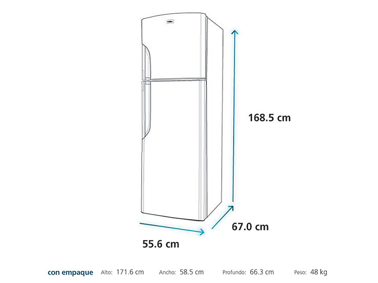 REFRIGERADOR MABE TOP FREEZER 250 L NF INOX 10