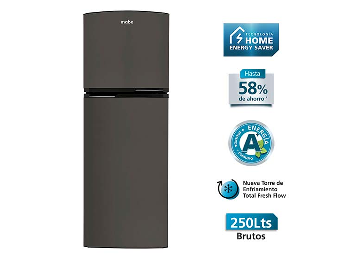 REFRIGERADOR MABE TOP FREEZER 250 L NF GRAFITO 1