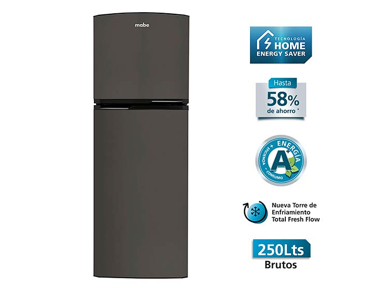REFRIGERADOR MABE TOP FREEZER 250 L NF GRAFITO 1