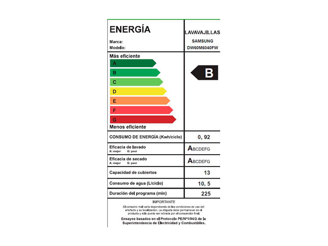 LAVAVAJILLAS SAMSUNG 13 CUBIERTOS DW60M6040FW/ZS 7