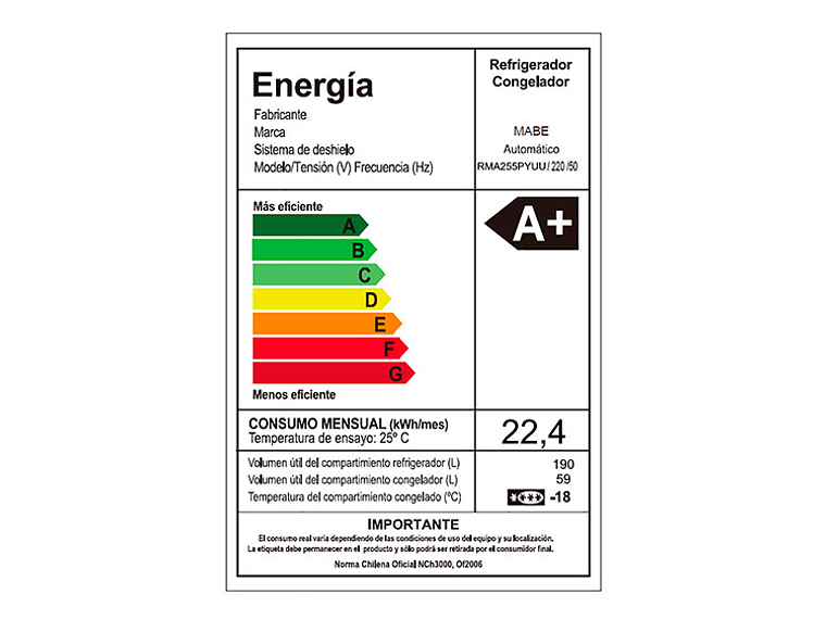 REFRIGERADOR MABE TOP FREEZER 250 L NF INOX 12
