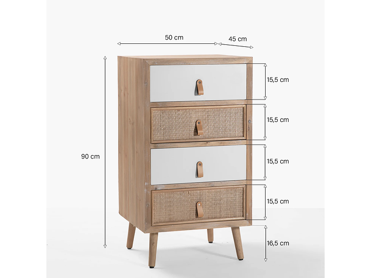 CAJONERA ALICIA NATURA/BLANCO FORM 6