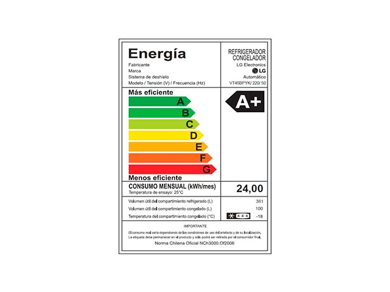 REFRIGERADOR TOP FREEZER LG VT45BPYK NO FROST 461 LT 11