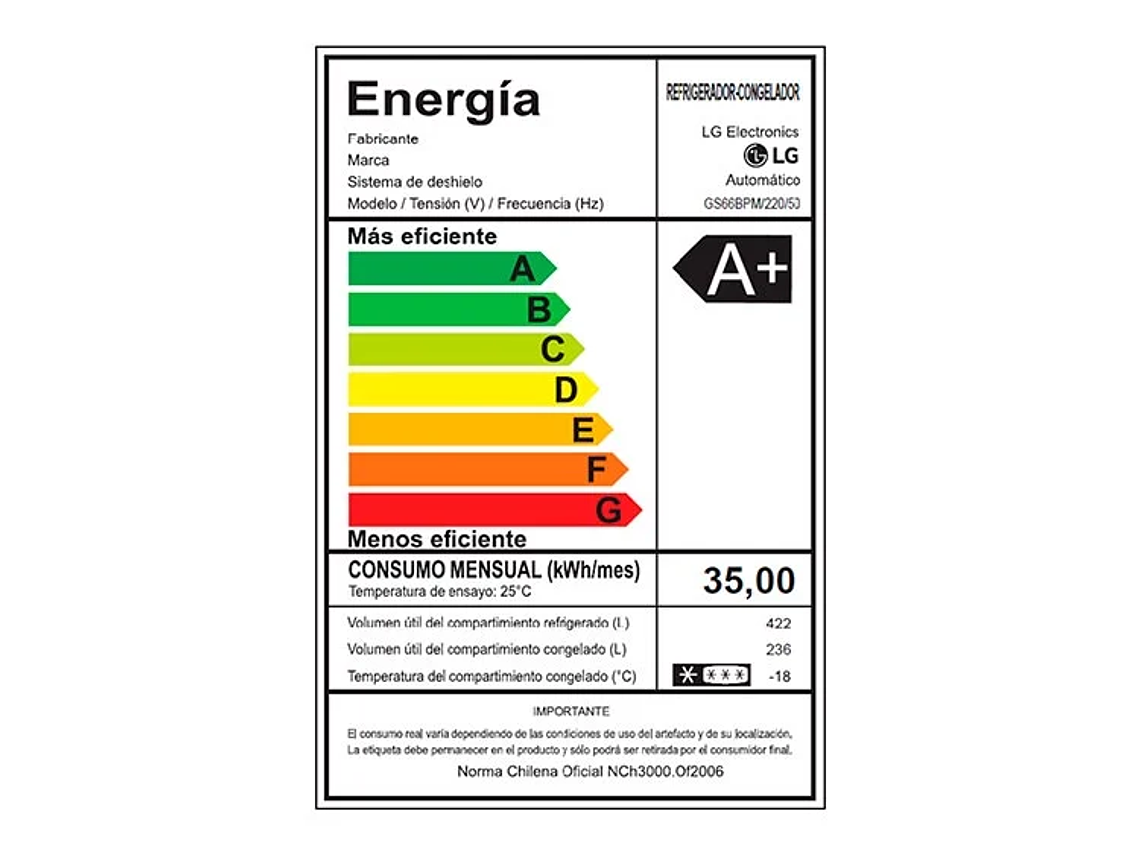 REFRIGERADOR SIDE BY SIDE LG 658 L NO FROST GS66BPM 10