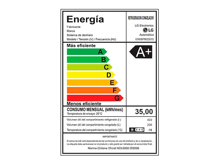 REFRIGERADOR SIDE BY SIDE LG 658 L NO FROST GS66BPM 10
