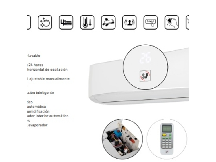 AIRE ACONDICIONADO TIPO SPLIT INVERTER DE 12000 BTU MARCA S&P CON WIFI 1