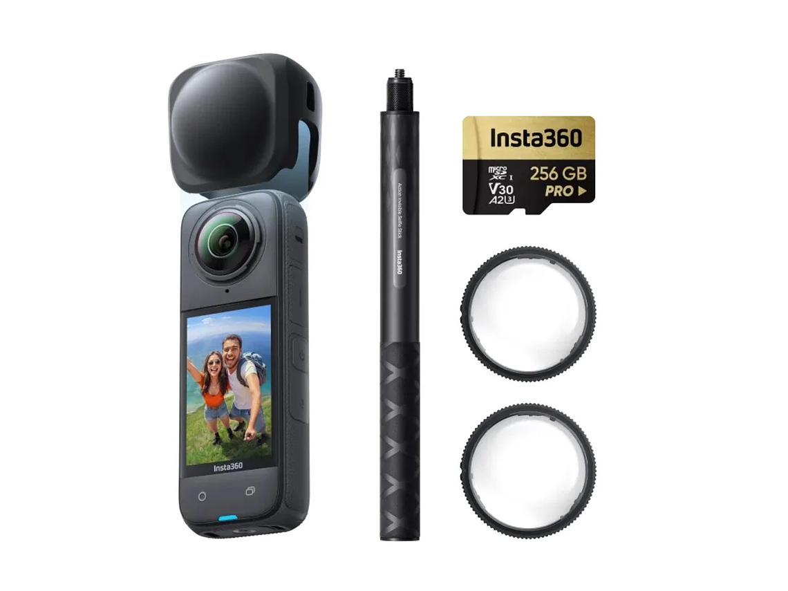 KIT INSTA360 X4+SD 256 GB+SELFIE STICK 1,14 CM+PROTECTOR DE LENTE 1