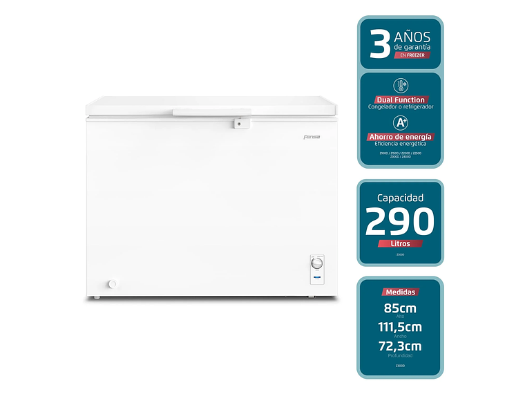 CONGELADOR FREEZER FENSA HORIZONTAL 290L FRÍO DIRECTO Z300D 3
