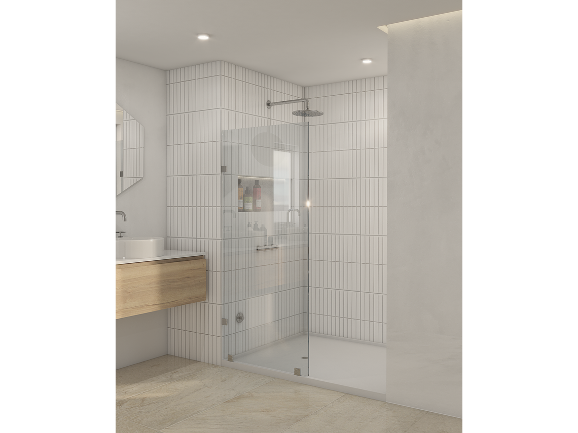 SHOWER DOOR VIDRIO TEMPLADO 90X190 CM HERRAJE INOX - CIVITA 2