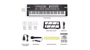 TECLADO PIANO ELECTRÓNICO MUSICAL 61 TECLAS + FUNDA + ATRIL