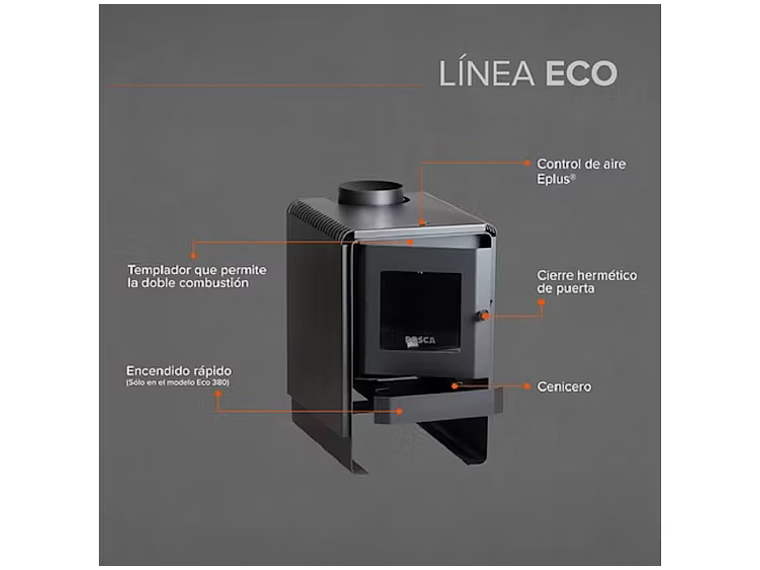 CALEFACTOR A LEÑA 11,5 KW ECO 380. BOSCA 1