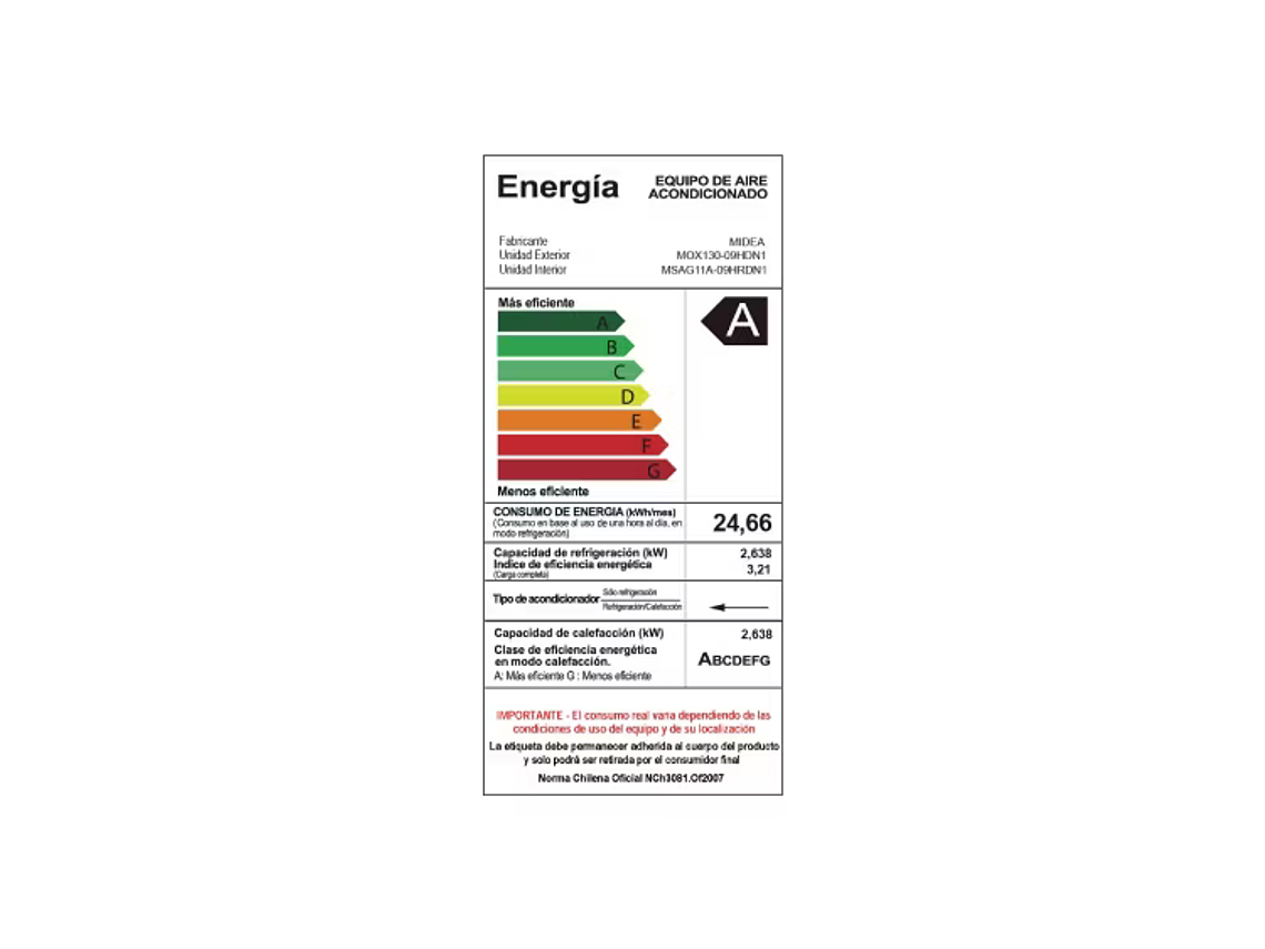 AIRE ACONDICIONADO FRIO-CALOR MIDEA INVERTER XTREME SAVE QUATTRO 9K BTU. 2