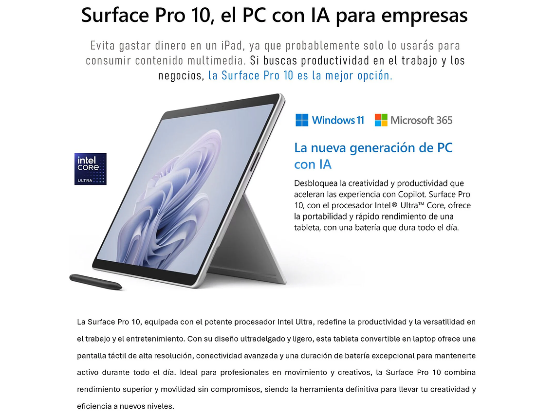SURFACE PRO 10 - CORE ULTRA 5, 16+256GB / TABLET Y NOTEBOOK 2