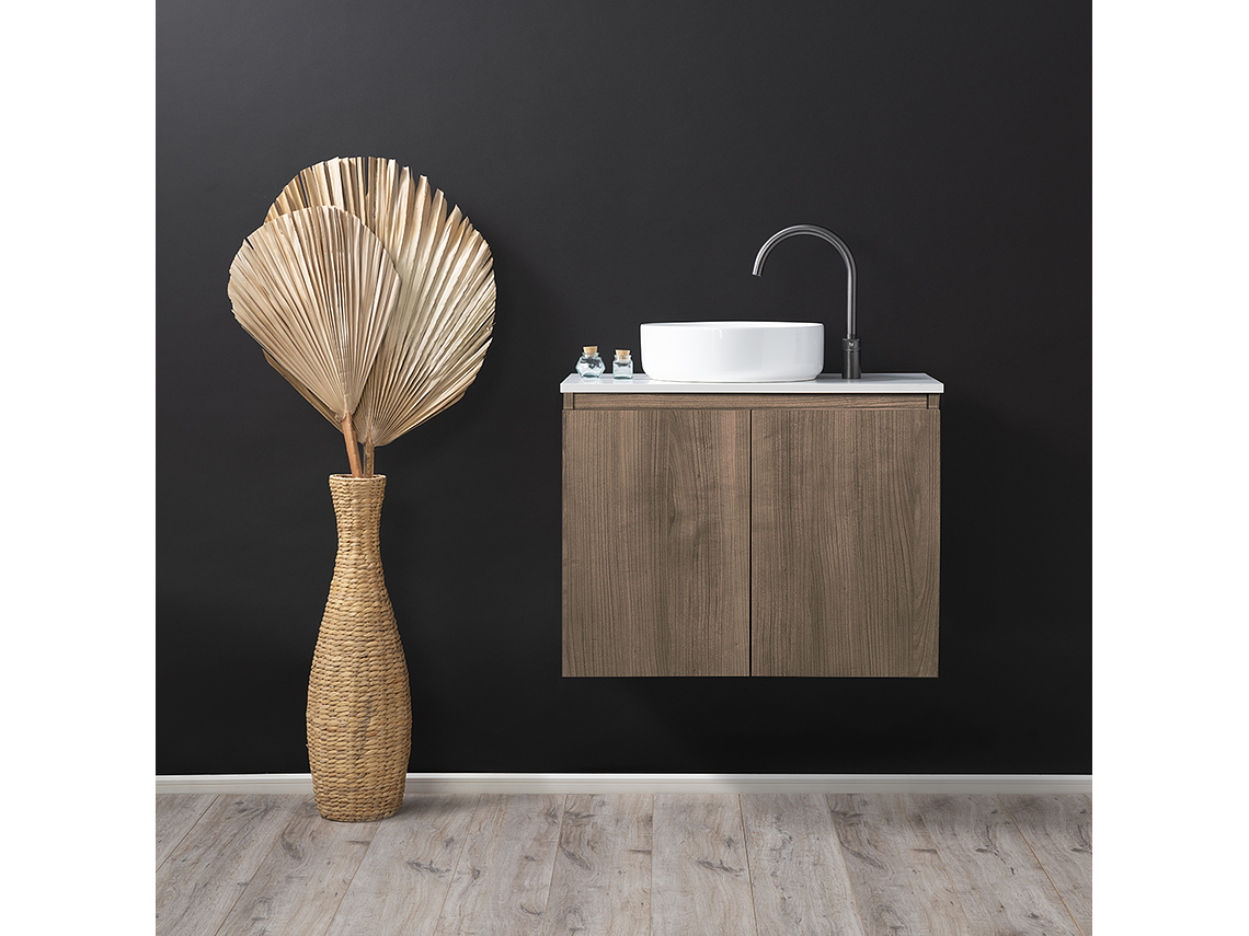 MUEBLE STRETTO VANITORIO SOBRE CUBIERTA REDONDO COMPLETO 80 X 46 CM ERMES MDF 2