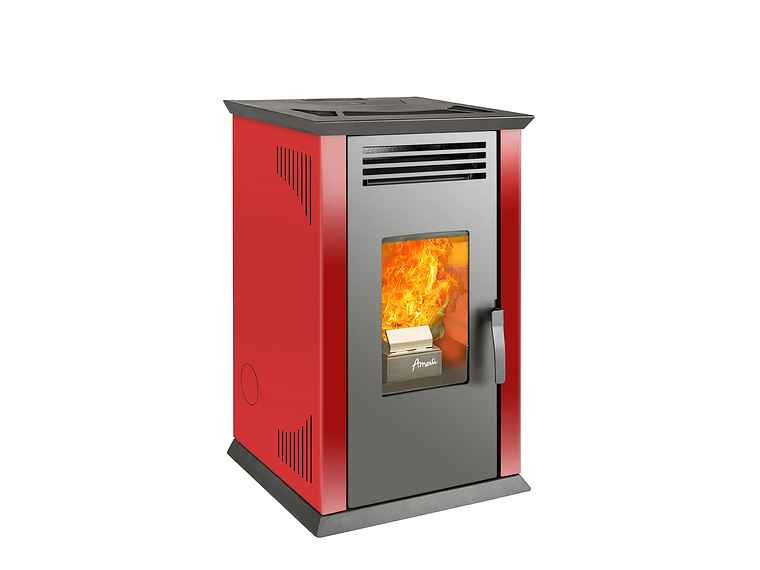 ESTUFA PELLET AMESTI MODELO ITALY 8100 ROJO 1